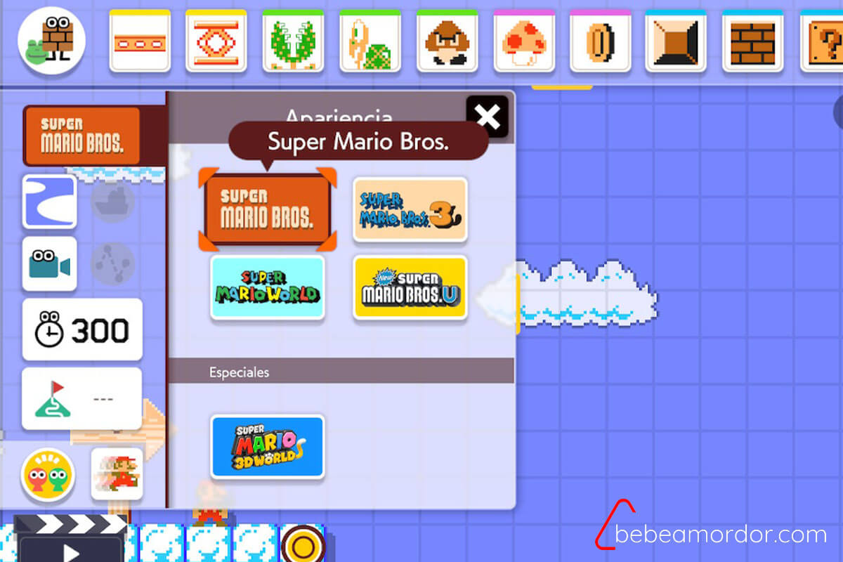 Mundos que podemos seleccionar en la creación de niveles de Super Mario Maker 2