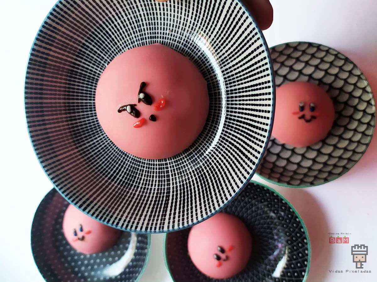 esferas de chocolate rosa de Kirby cocina friki