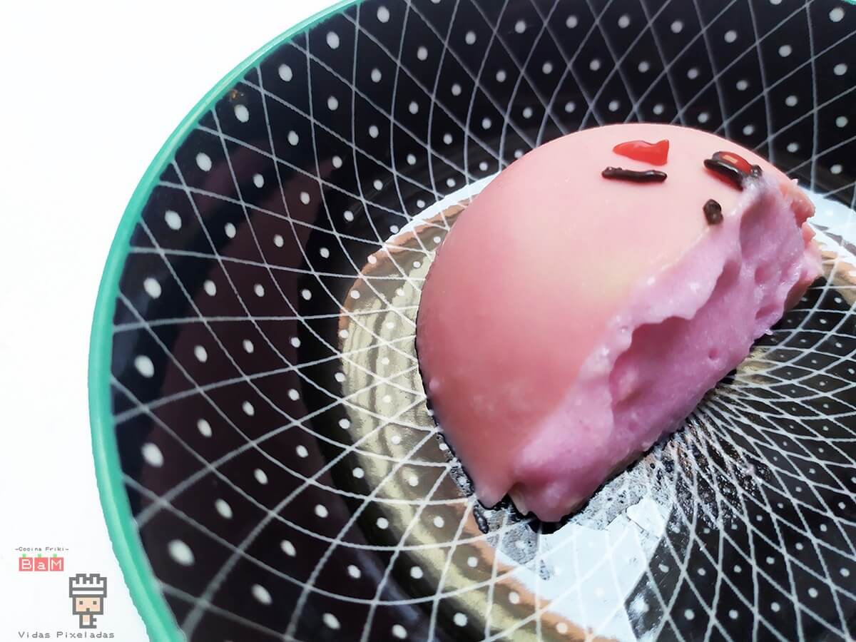 esferas de chocolate rosa de Kirby cocina friki