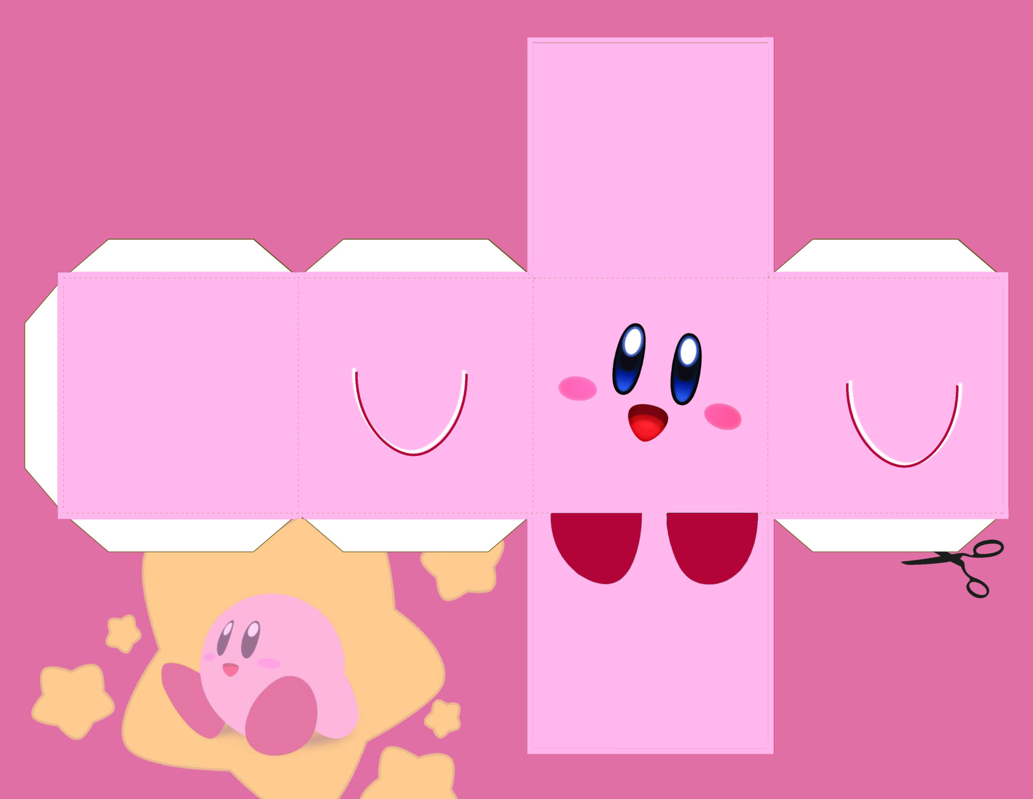 imprimible de Kirby con fondo rosa de Kirby