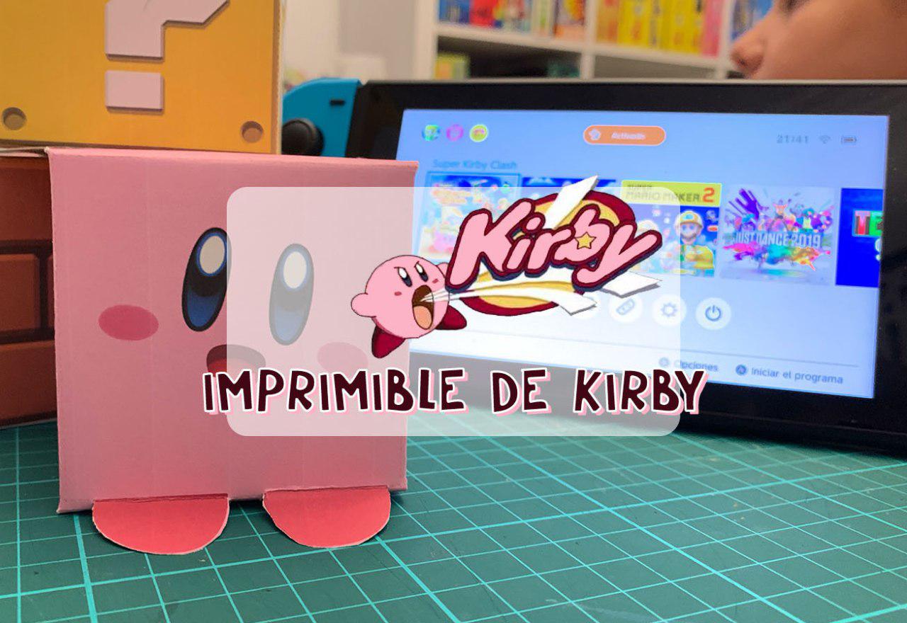 imprimible de Kirby con fondo rosa de Kirby
