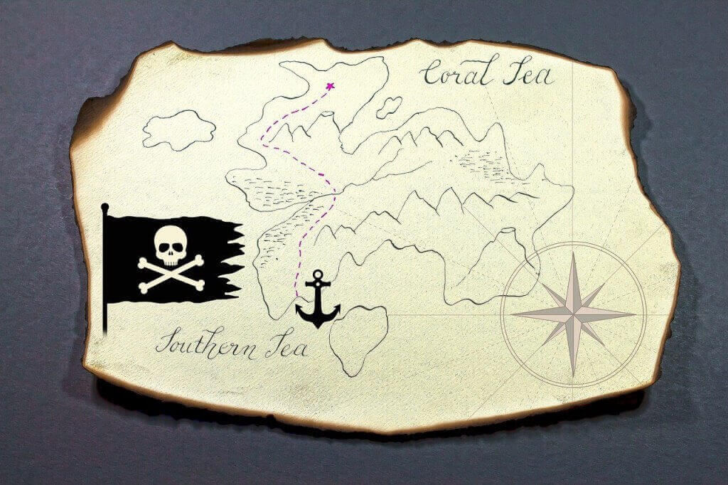 búsqueda del tesoro para niños mapa pirata