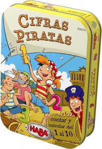caja de lata de Cifras Piratas juego de mesa