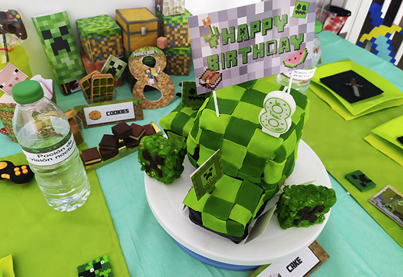 Juego de decoración de fiesta de cumpleaños de Minecraft, 49
