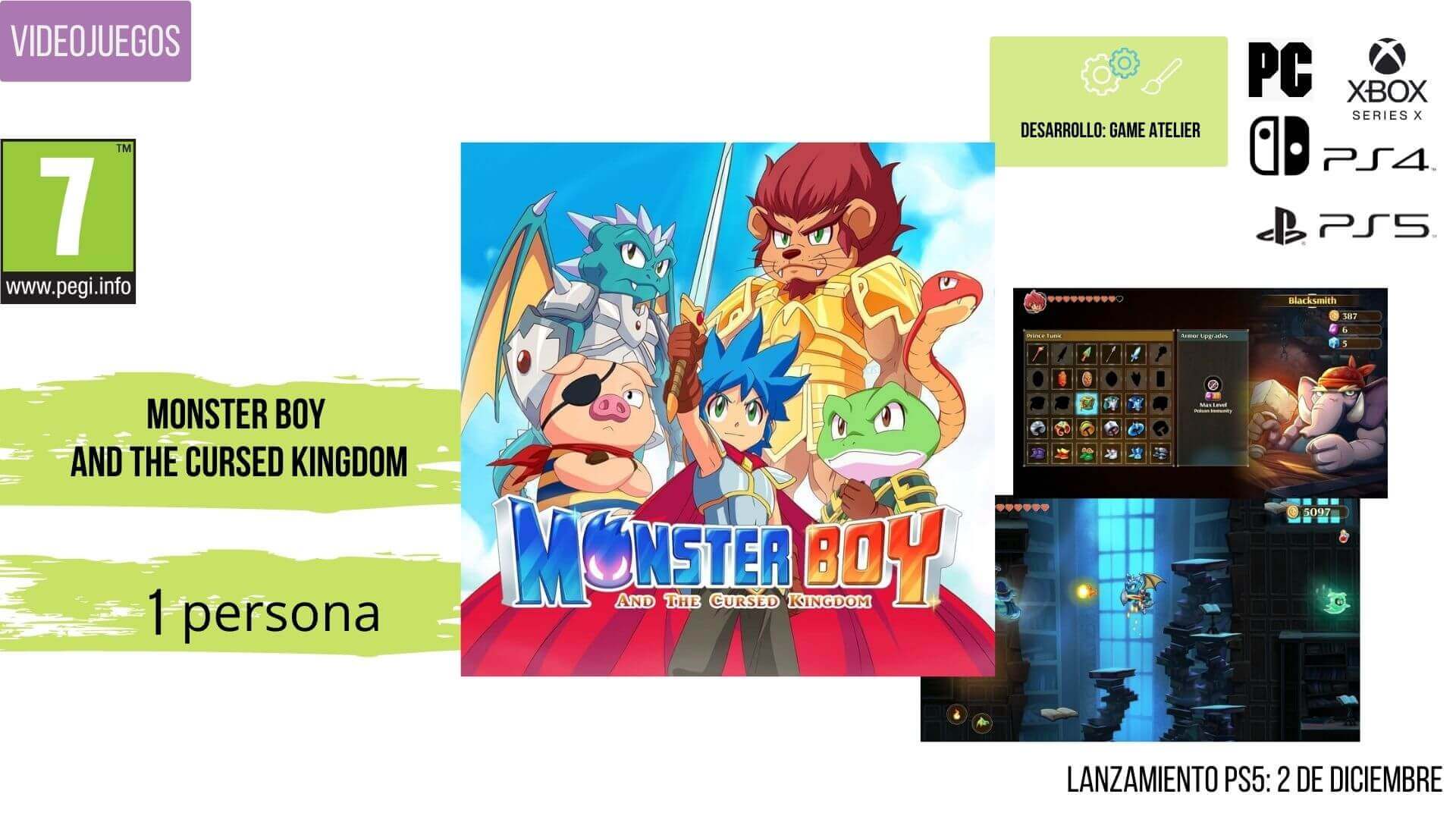 videojuego niños monster boy cursed kingdom