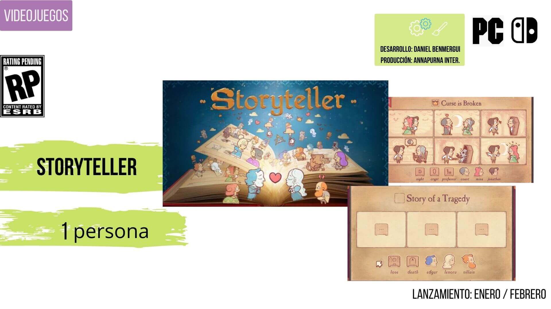 novedades videojuegos niños enero 2022 Storyteller
