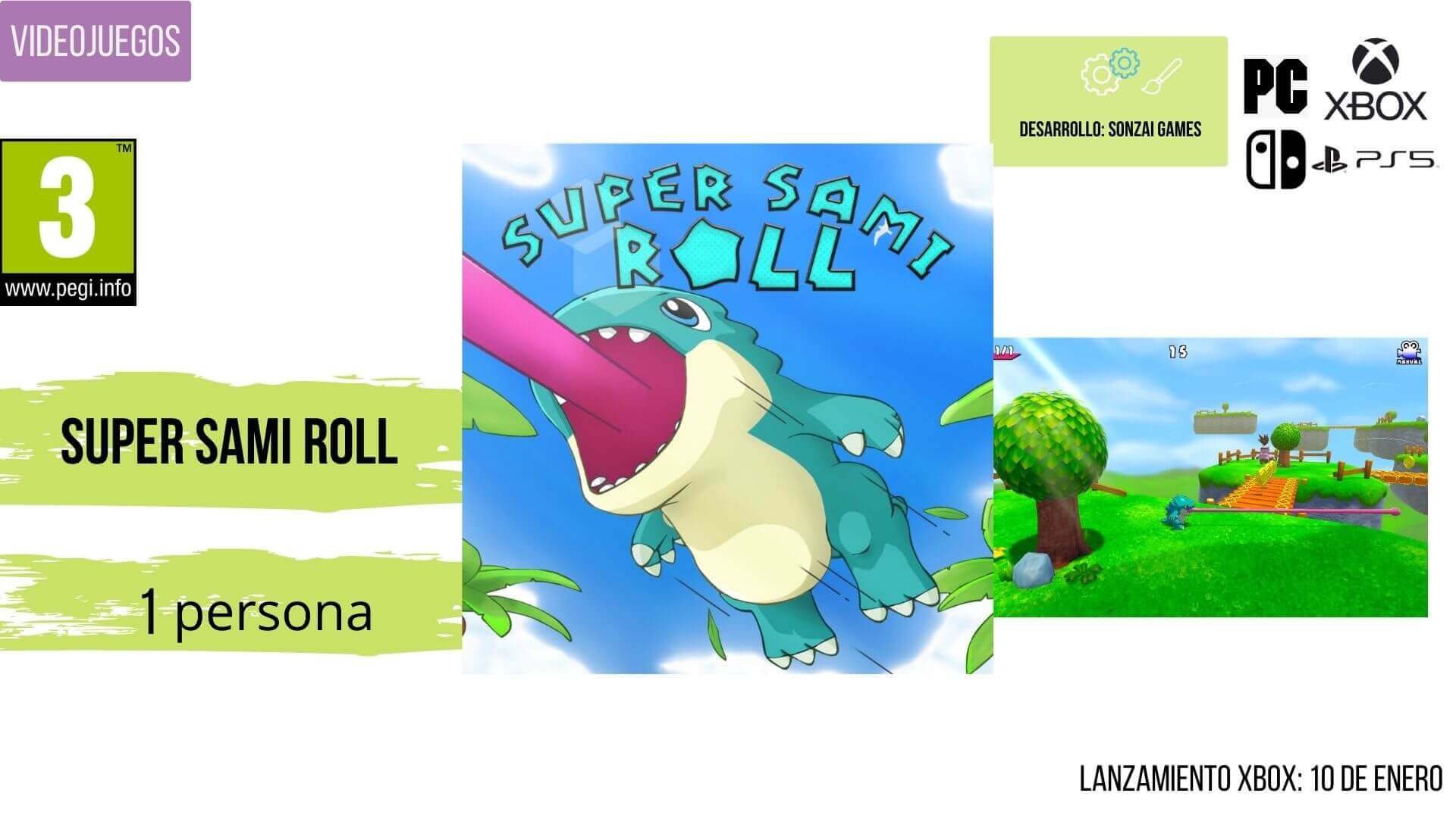 novedades videojuegos niños enero 2022 Super Sami Roll