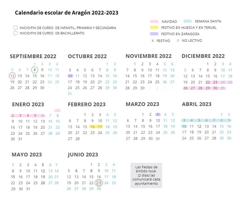 calendario escolar aragón 2022