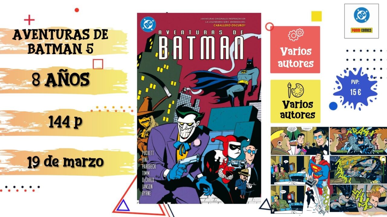 Portada del cómic infantil "Las aventuras de Batman 5" de Panini, novedad de marzo 2026.