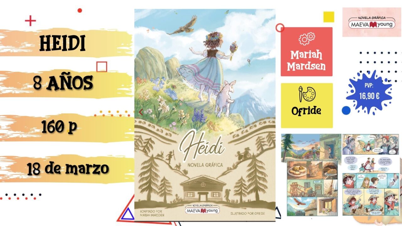 Portada del cómic infantil "Heidi" de Maeva Young, novedad de marzo 2026.