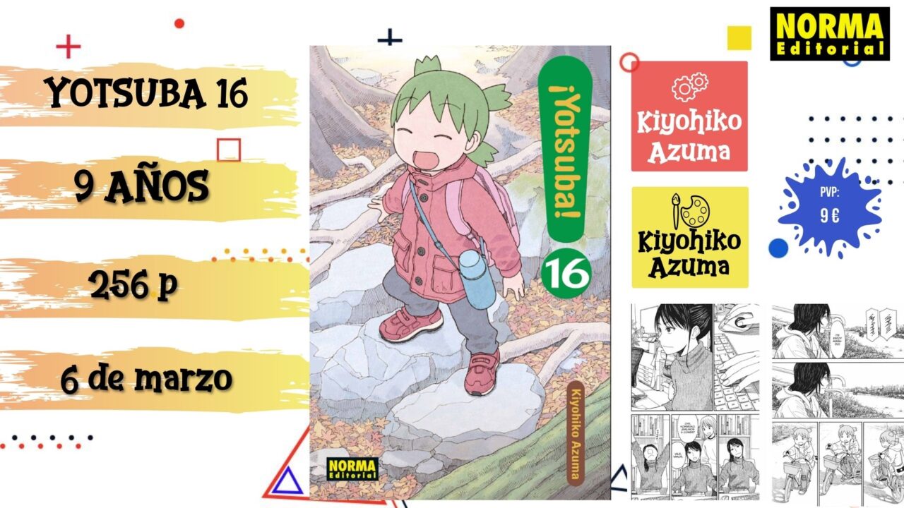 Portada del cómic infantil "Yotsuba 16" de Norma Editorial, novedad de marzo 2026.