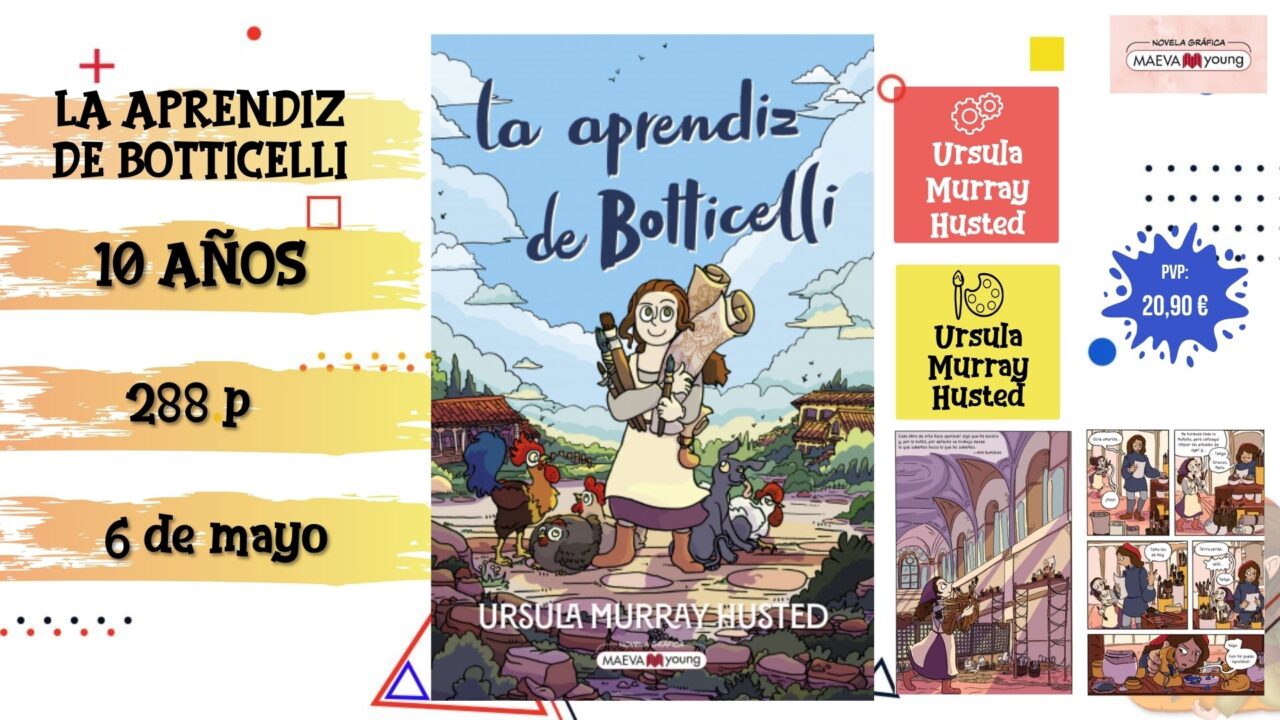Portada del cómic infantil "La aprendiz de Botticelli" de Maeva Young, novedad de mayo 2026.