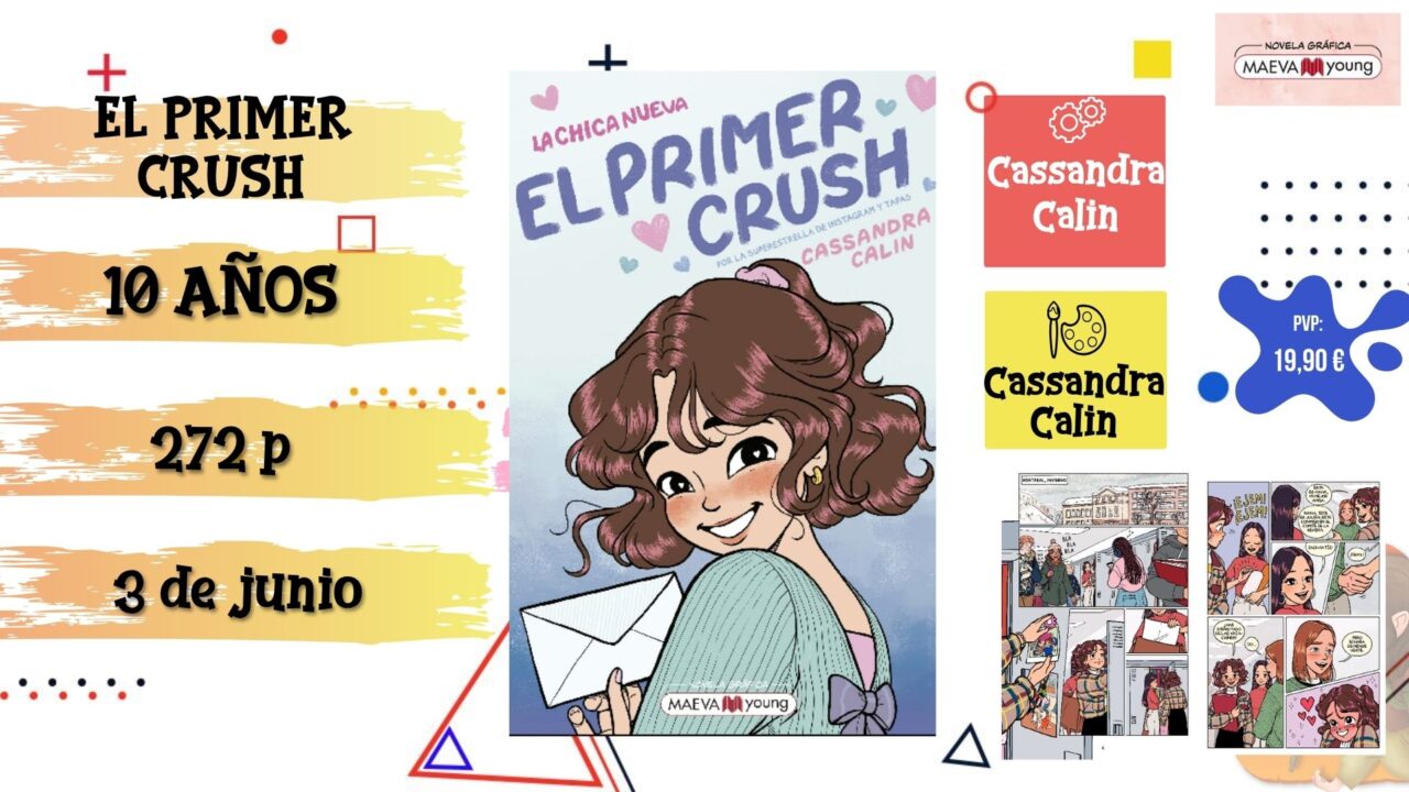 Portada del cómic infantil "EL primer crush" de Maeva Young, novedad de junio 2026.