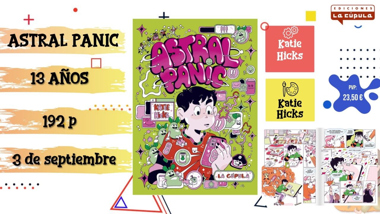 Portada del cómic infantil "Astral panic" de La Cúpula, novedad de septiembre 2026.