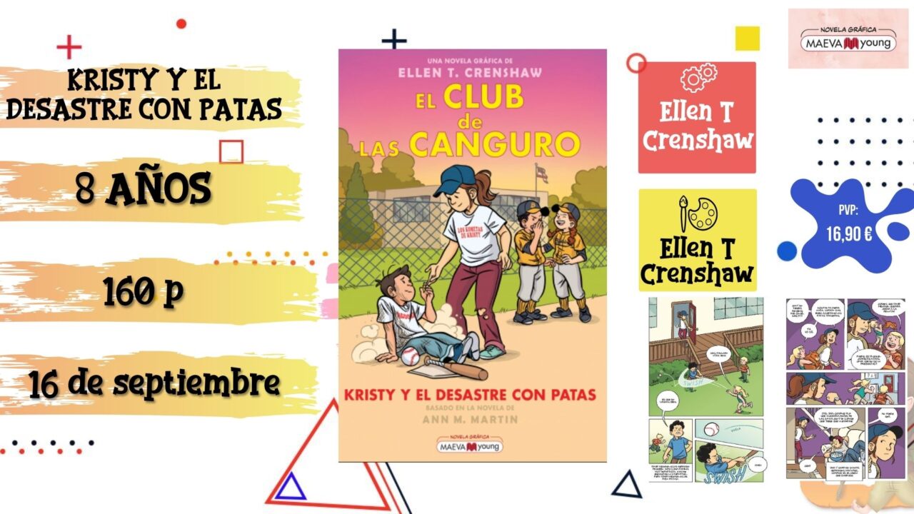 Portada del cómic infantil "Kristy y el desastre con patas" de Maeva Young, novedad de septiembre 2026.